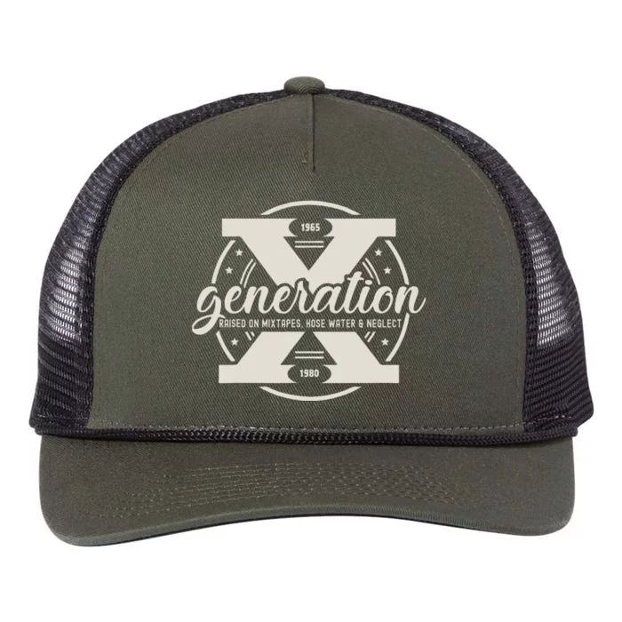 Funny Gen X Raised On Mixtapes Hose Water And Neglect Retro Retro Rope Trucker Hat Cap