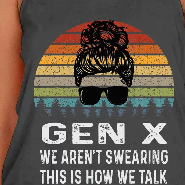 Funny Gen X We ArenT Swearing This Is How We Talk Retro Women's Knotted Racerback Tank