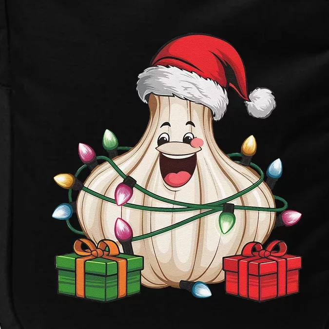 Funny Garlic Xmas Lighting Santa Hat Garlic Christmas Impact Tech Backpack