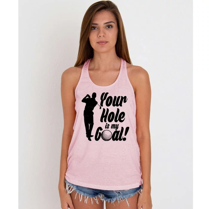 Funny Golfing Your Hole Is My Goal Women's Knotted Racerback Tank