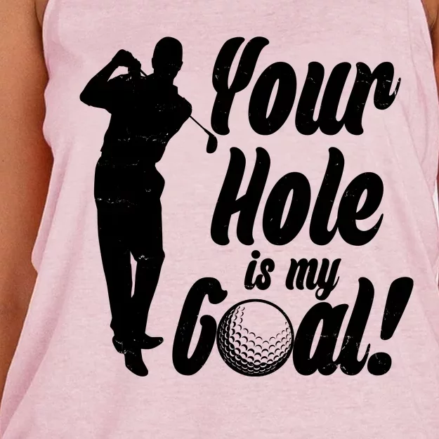 Funny Golfing Your Hole Is My Goal Women's Knotted Racerback Tank