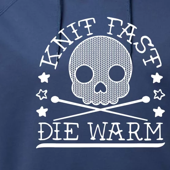 Funny Gothic Yarn Skull Knitting Needles Knit Fast Die Warm Performance Fleece Hoodie