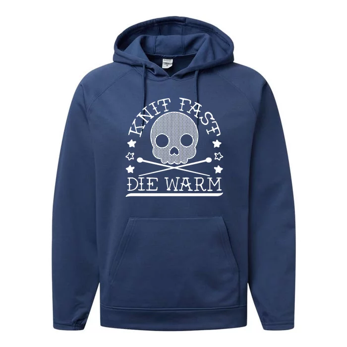 Funny Gothic Yarn Skull Knitting Needles Knit Fast Die Warm Performance Fleece Hoodie