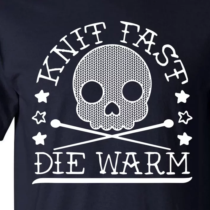 Funny Gothic Yarn Skull Knitting Needles Knit Fast Die Warm Tall T-Shirt