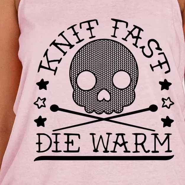 Funny Gothic Yarn Skull Knitting Needles Knit Fast Die Warm Women's Knotted Racerback Tank