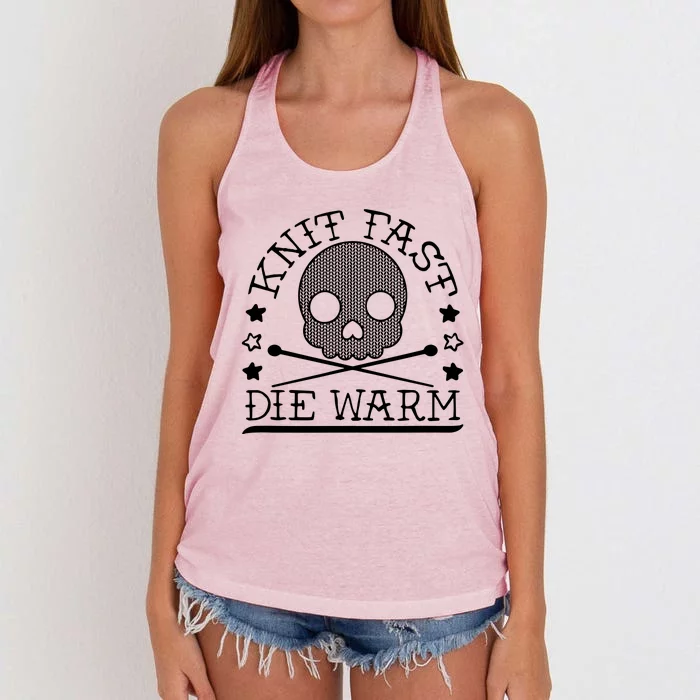 Funny Gothic Yarn Skull Knitting Needles Knit Fast Die Warm Women's Knotted Racerback Tank