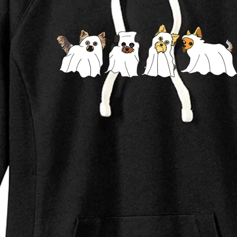 Funny Ghost Yorkshire Terrier Yorkie Dog Lover Halloween Day Women's Fleece Hoodie