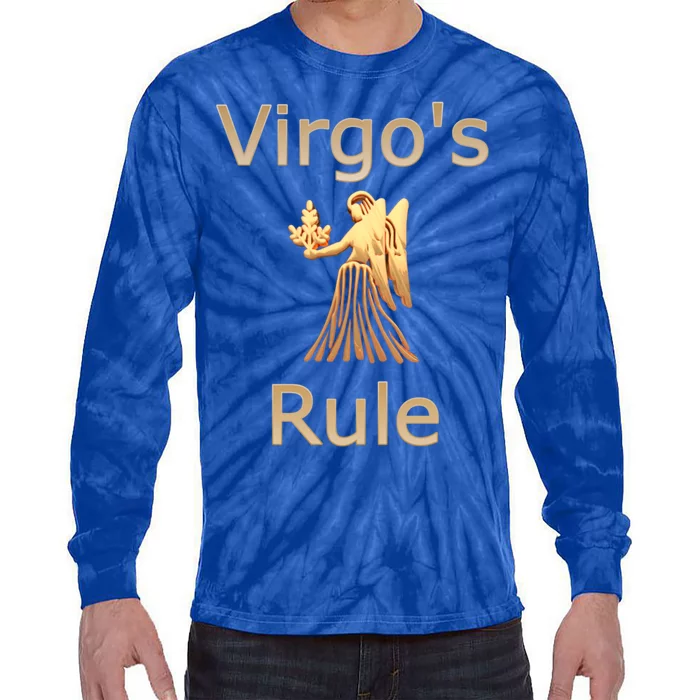 Fun Golden Zodiac Virgos Rule Gift Great Gift Tie-Dye Long Sleeve Shirt