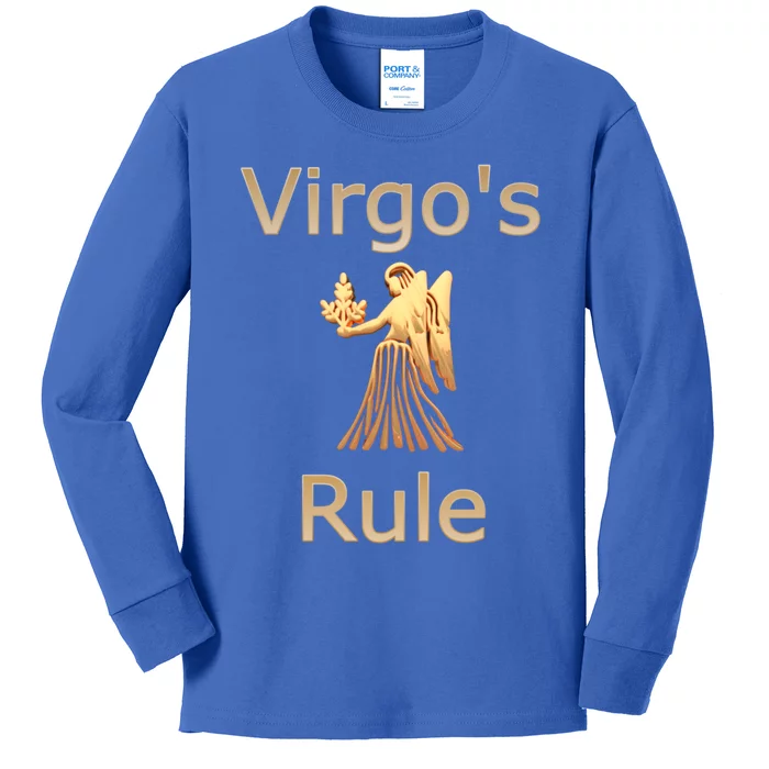 Fun Golden Zodiac Virgos Rule Gift Great Gift Kids Long Sleeve Shirt