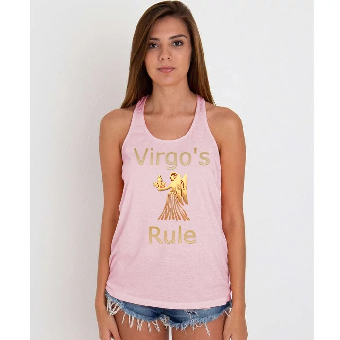 Fun Golden Zodiac Virgos Rule Gift Great Gift Women's Knotted Racerback Tank