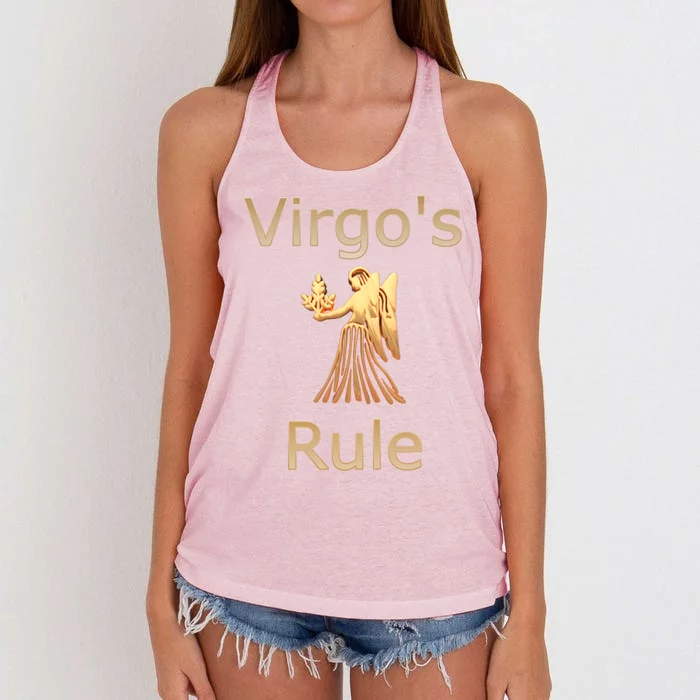 Fun Golden Zodiac Virgos Rule Gift Great Gift Women's Knotted Racerback Tank