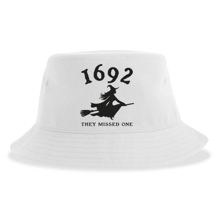 Funny Halloween 1692 They Missed One Salem Witch Sustainable Bucket Hat