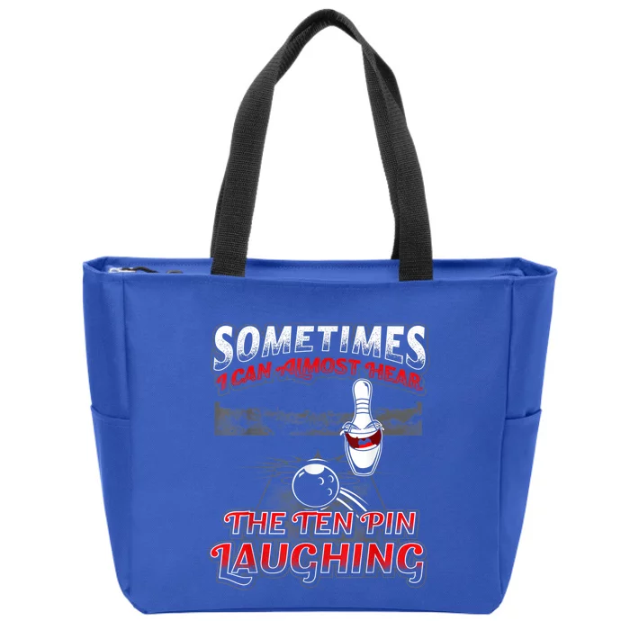 Funny Hear 10 Pin Laughing Gift Funny Bowling Gift Zip Tote Bag