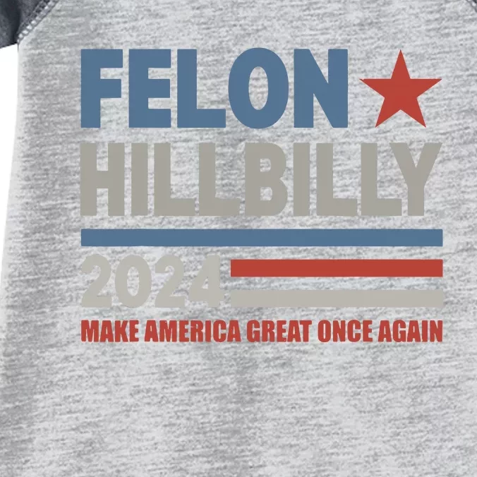 Felon Hillbilly 2024 Trump Vance 2024 2024 Election Infant Baby Jersey Bodysuit