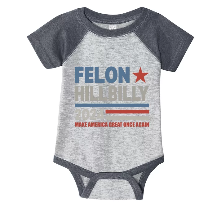 Felon Hillbilly 2024 Trump Vance 2024 2024 Election Infant Baby Jersey Bodysuit