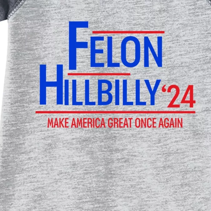 Felon Hillbilly 2024 Trump Vance 2024 Infant Baby Jersey Bodysuit