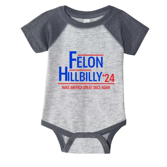 Felon Hillbilly 2024 Trump Vance 2024 Infant Baby Jersey Bodysuit