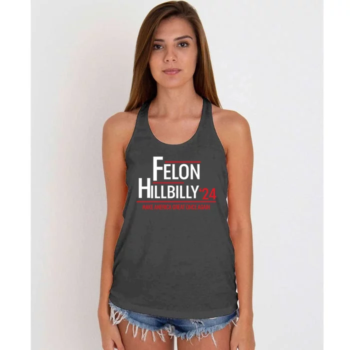 Felon Hillbilly 2024 Trump Vance 2024 Women's Knotted Racerback Tank