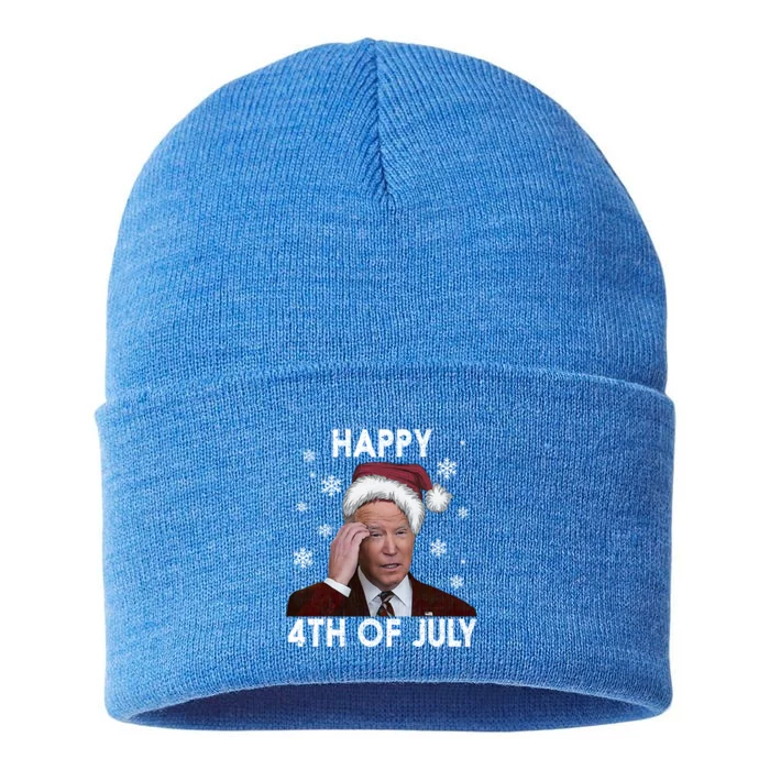 Funny Happy 4th Of July Joe Biden Costume Santa Gift Funny Gift Sustainable Knit Beanie