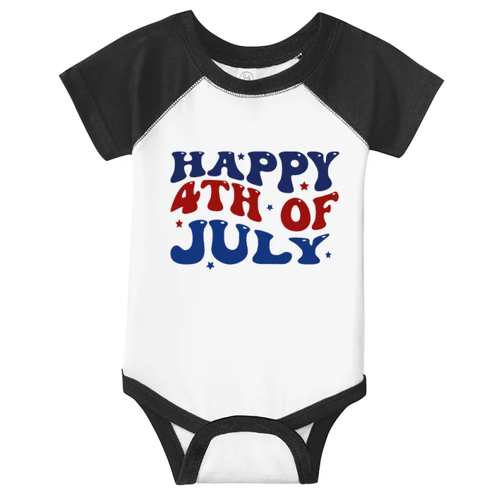 Fireworks Happy 4th Of July US Flag American 4th Of July Infant Baby Jersey Bodysuit