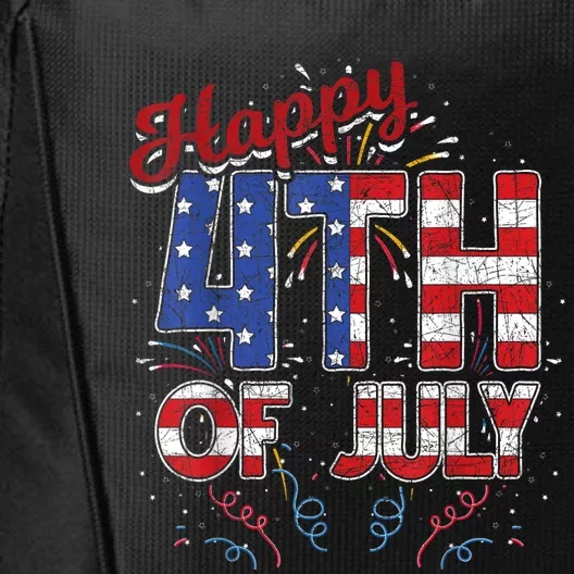 Fireworks Happy 4th Of July US Flag American 4th Of July City Backpack