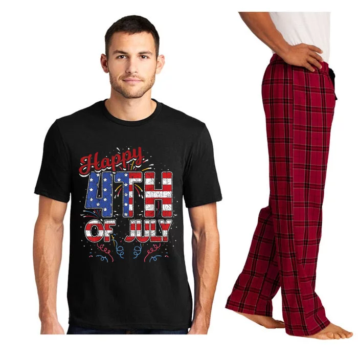 Fireworks Happy 4th Of July US Flag American 4th Of July Pajama Set