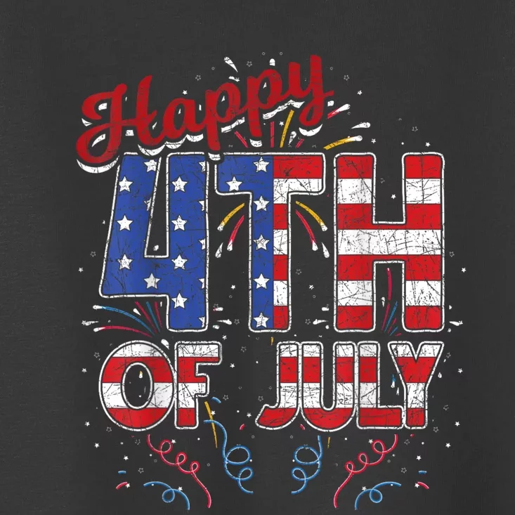 Fireworks Happy 4th Of July US Flag American 4th Of July Toddler T-Shirt