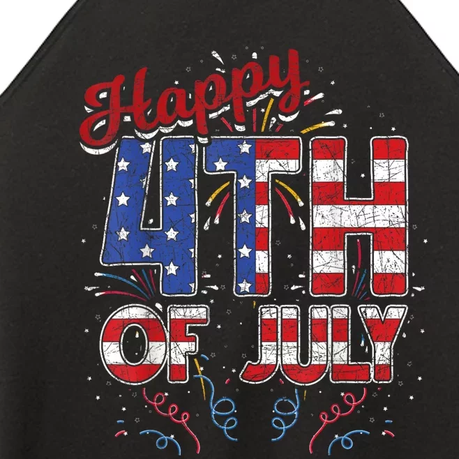 Fireworks Happy 4th Of July US Flag American 4th Of July Women’s Perfect Tri Rocker Tank