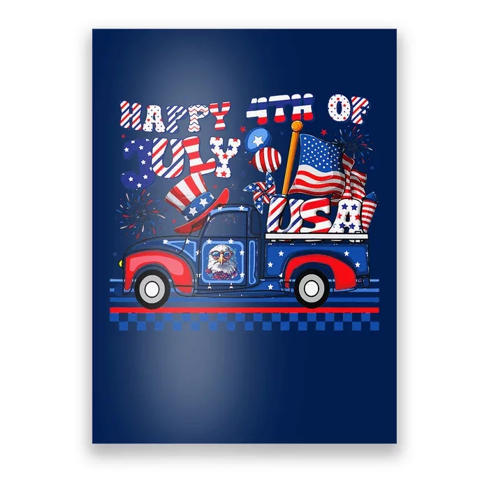 Fireworks Happy 4th Of July Usa Flag American 4th July Poster