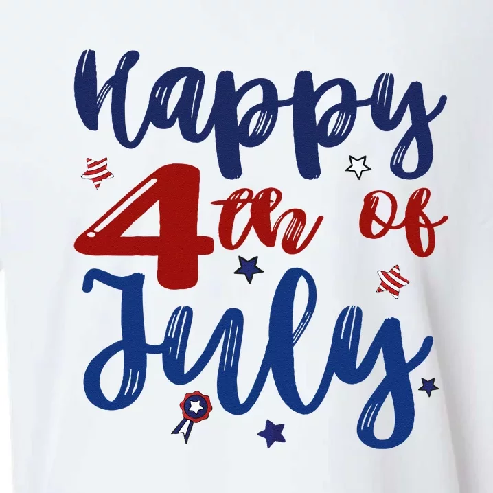 Fireworks Happy 4th Of July US Flag American 4th Of July Sueded Cloud Jersey T-Shirt