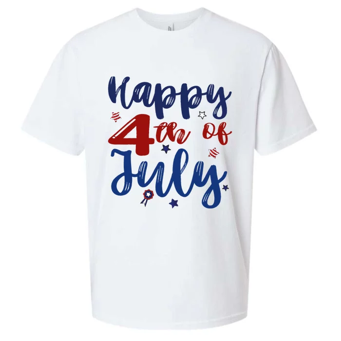 Fireworks Happy 4th Of July US Flag American 4th Of July Sueded Cloud Jersey T-Shirt