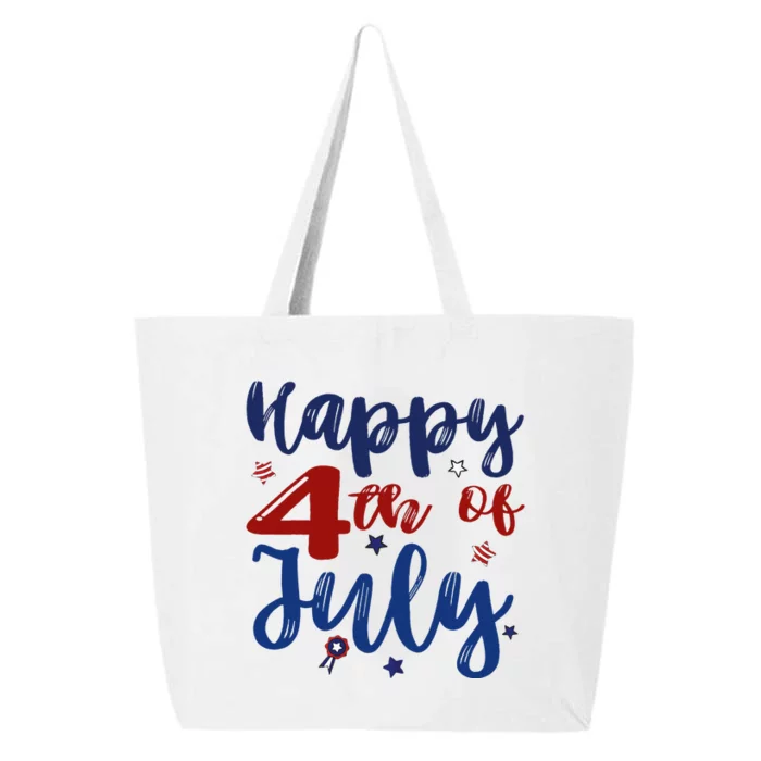 Fireworks Happy 4th Of July US Flag American 4th Of July 25L Jumbo Tote