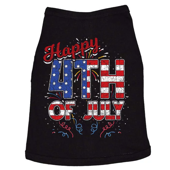 Fireworks Happy 4th Of July Us Flag American 4th Of July Doggie Tank