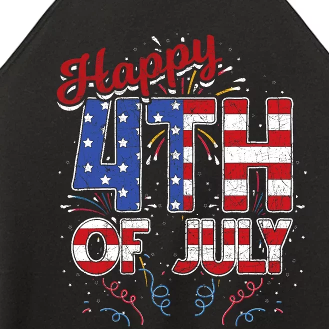 Fireworks Happy 4th Of July US Flag American 4th Of July Women’s Perfect Tri Rocker Tank