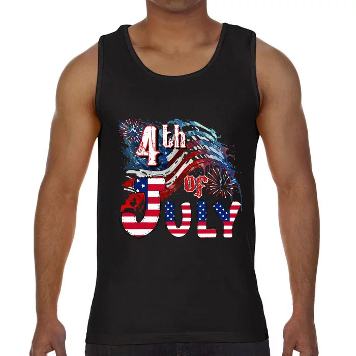 Fireworks Happy 4th Of July US Flag American 4th Of July Comfort Colors® Tank Top