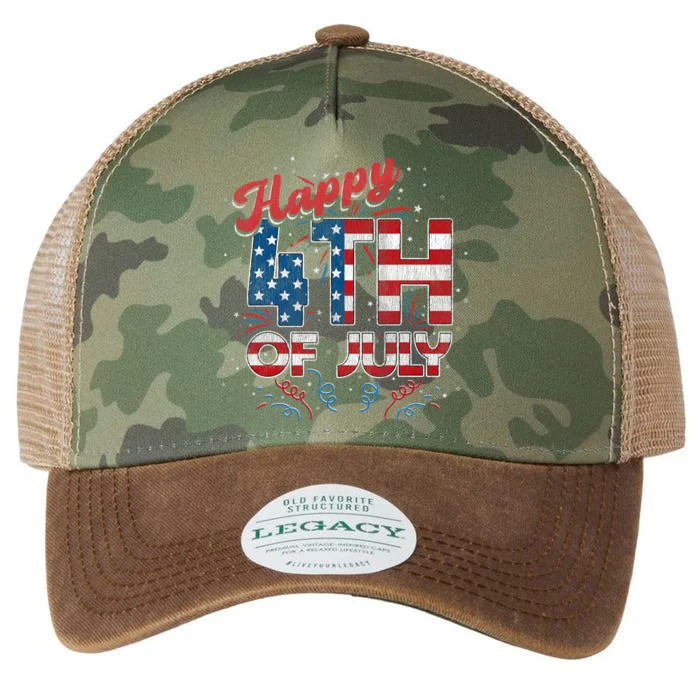 Fireworks Happy 4th Of July US Flag American 4th Of July America Pride Legacy Tie Dye Trucker Hat