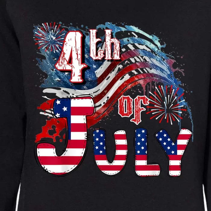 Fireworks Happy 4th Of July US Flag American 4th Of July Womens California Wash Sweatshirt