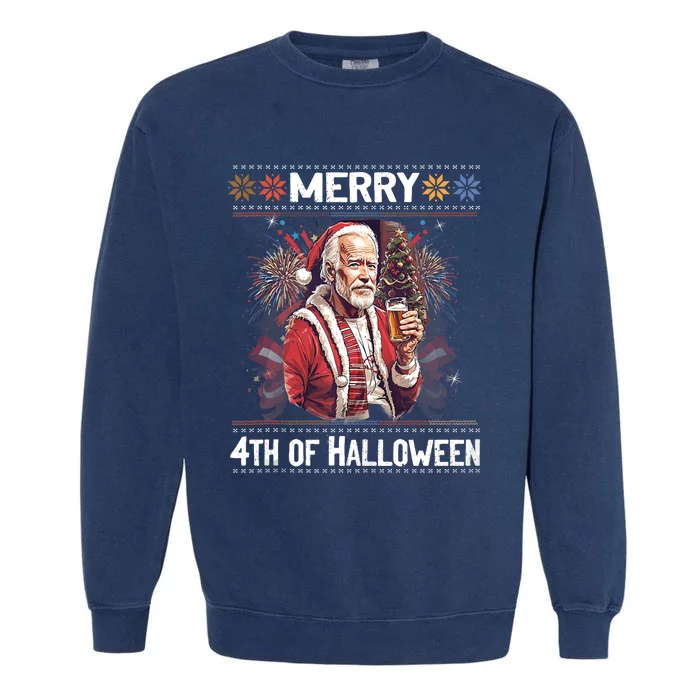 Funny Happy 4th Of July Anti Joe Biden Impeach Biden Garment-Dyed Sweatshirt