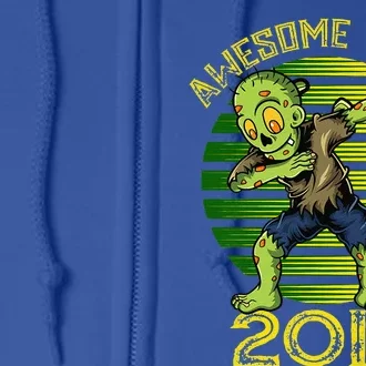 Funny Halloween 8th Birthday Dabbing Zombie Awesome Since 2015 Premium Full Zip Hoodie