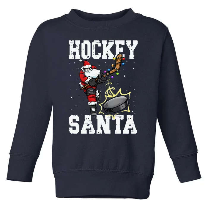 Funny Hockey 812 Santa Hockey Player Christmas Cool Gift Toddler Sweatshirt