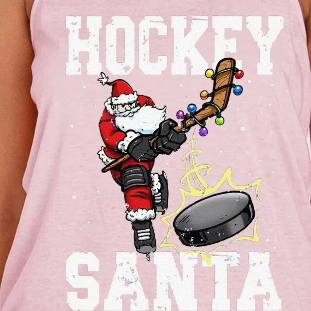 Funny Hockey 812 Santa Hockey Player Christmas Cool Gift Women's Knotted Racerback Tank