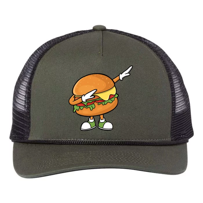 Funny Hamburger Art Cheeseburger Burger Meat Eater Funny Gift Retro Rope Trucker Hat Cap