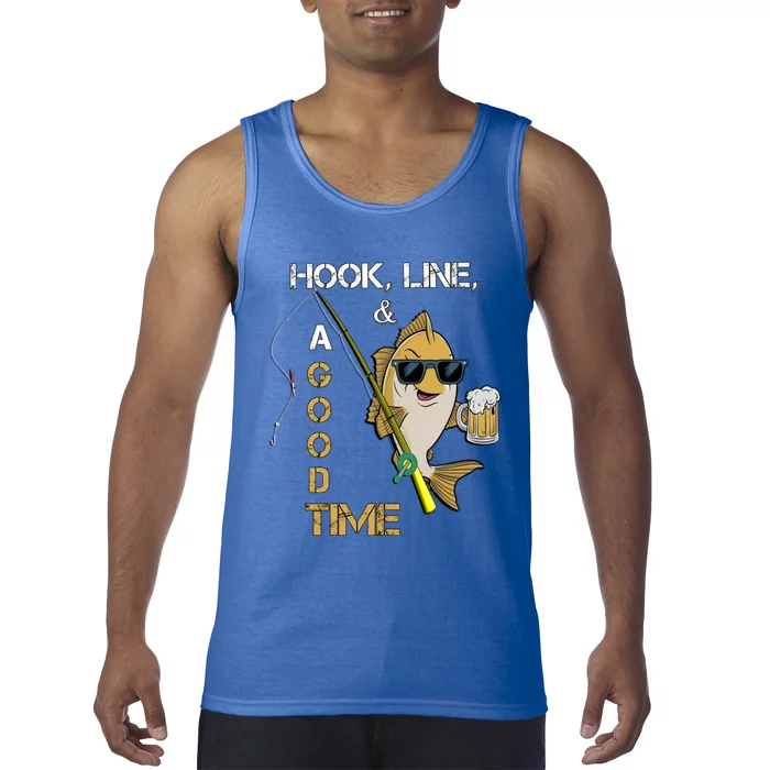 Fish Hook And Line Funny Fathers Day For Fishing Dad Cute Gift Tank Top