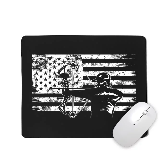 Funny Hunting Archer American Flag Gift Bowhunting Gift For Hunters Men Mousepad