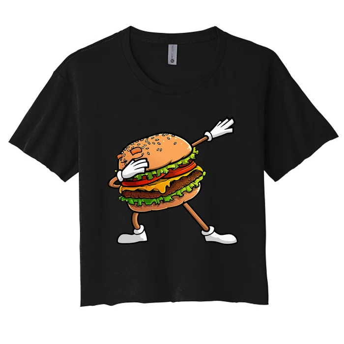 Funny Hamburger Art Cheeseburger Lover Women's Crop Top Tee