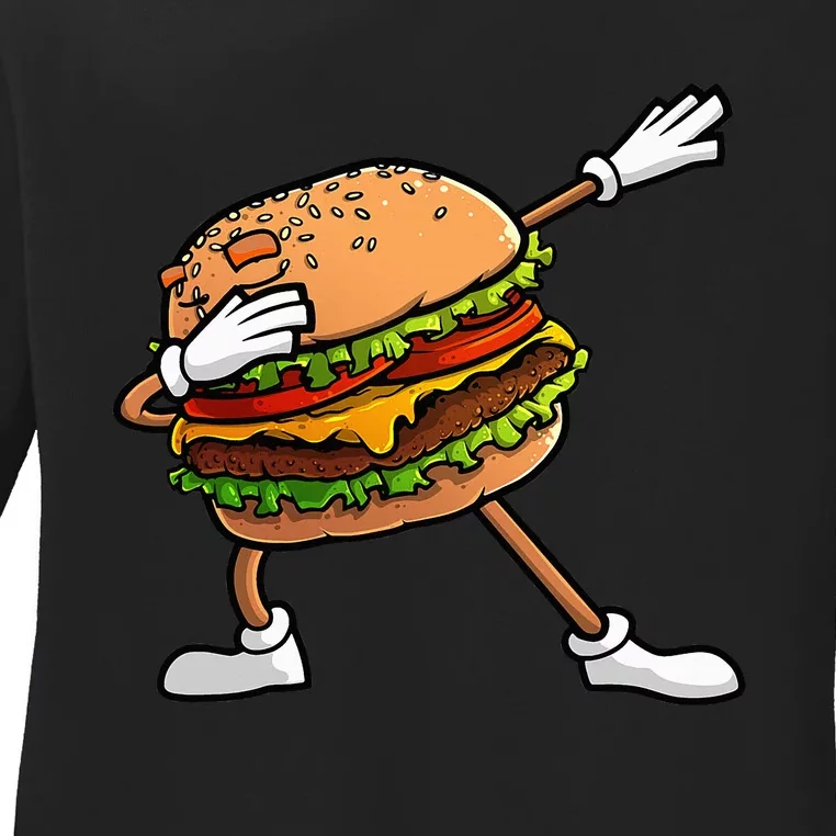 Funny Hamburger Art Cheeseburger Lover Ladies Long Sleeve Shirt