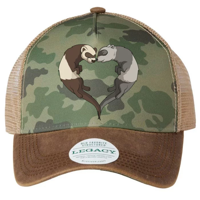 Ferret Heart Animal Lover Legacy Tie Dye Trucker Hat