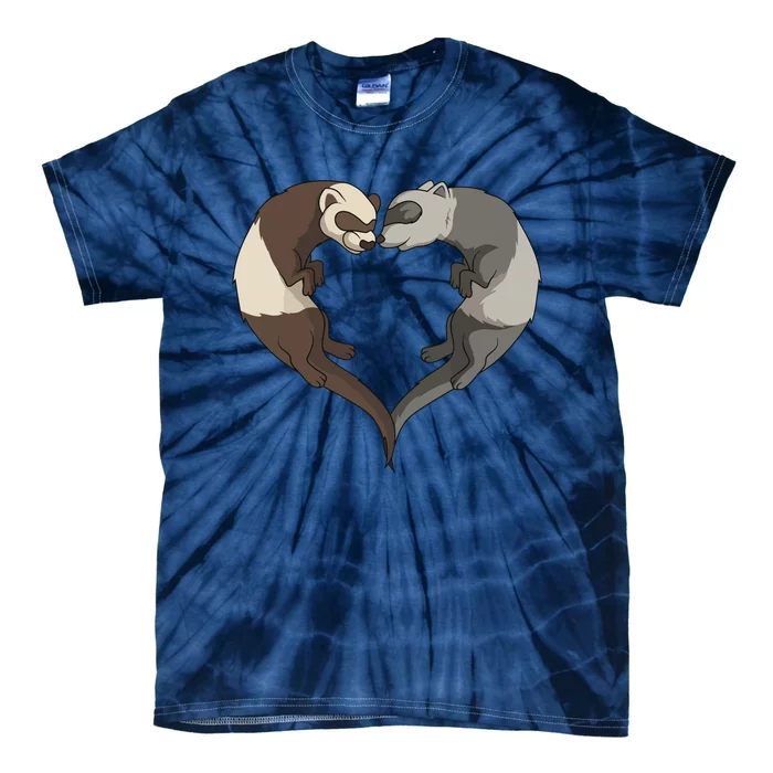 Ferret Heart Animal Lover Tie-Dye T-Shirt