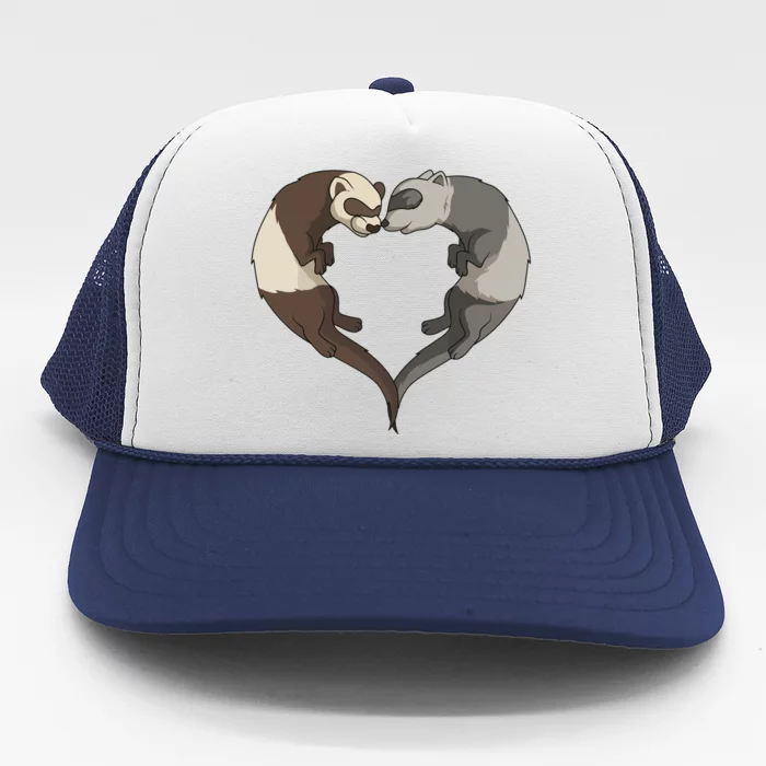 Ferret Heart Animal Lover Trucker Hat