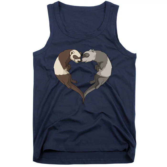 Ferret Heart Animal Lover Tank Top